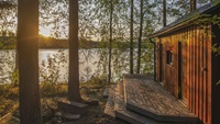 Stuga vid sjö