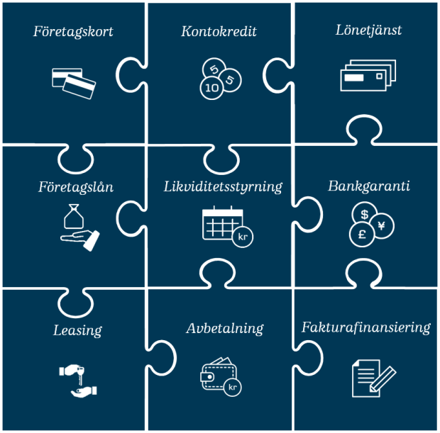 pusselbitar med ekonomirelatrad text
