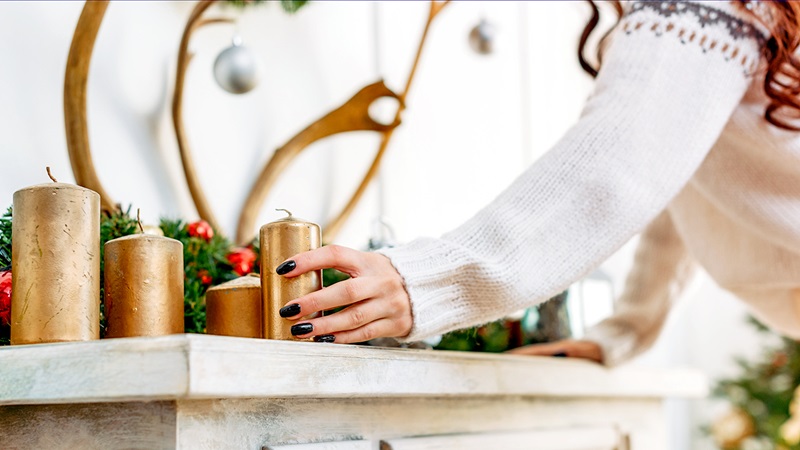 woman christmas home