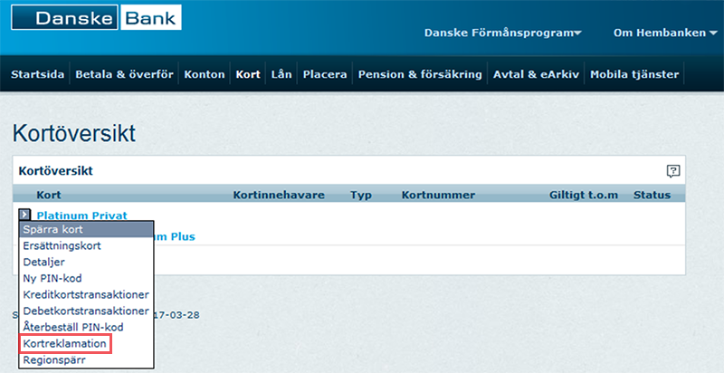 skärmdump från danske banks hemsida